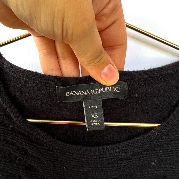 Banana Republic Black Textured Stripe Sleeveless Knit Dress Petite XS - Picture 3 of 7